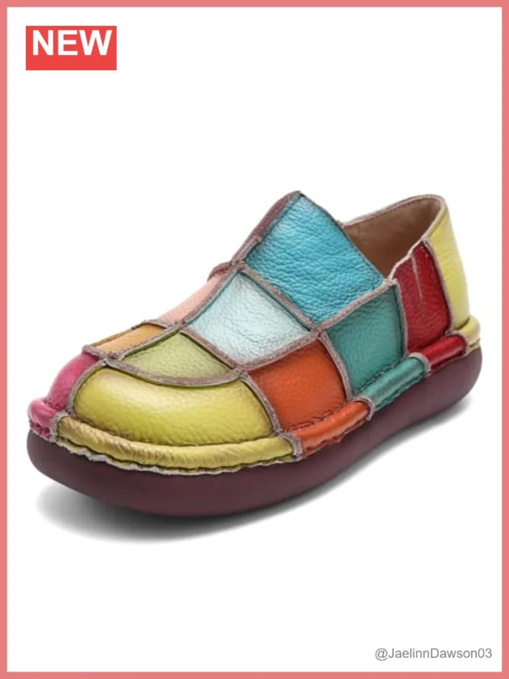 Womens Leather Loafers Round Toe Platform Slip-On Dress Shoes Casual